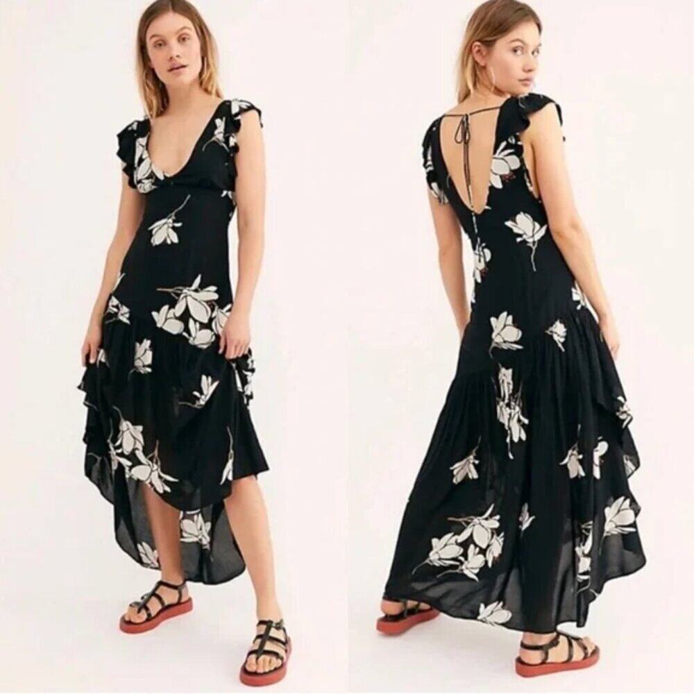 Free People She's A Waterfall Floral Ruffle Maxi Dress